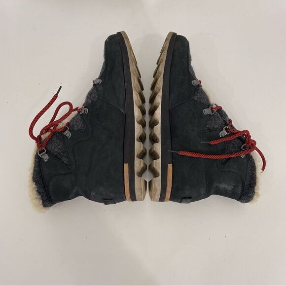 Sorel Black with Grey Wool Red Lace Up Winter Boots - Picture 6 of 8